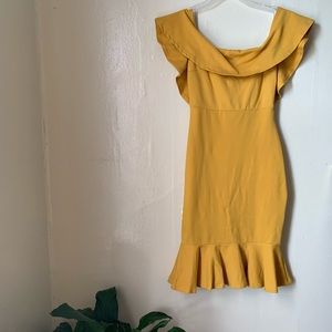 Lulu mustard color ruffles dress.